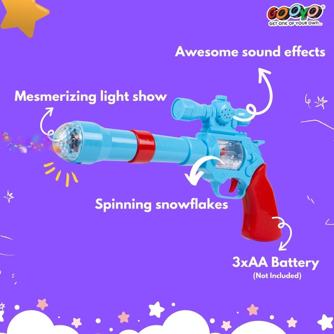 Gooyo GY938 Battery Operated 3D Projection Strike Toy Gun with Vibrant Light & Sound Effects for Kids/Gifts/Toddlers | Blue Color, Power Source: 3xAA Battery (Not Included) - Image 2