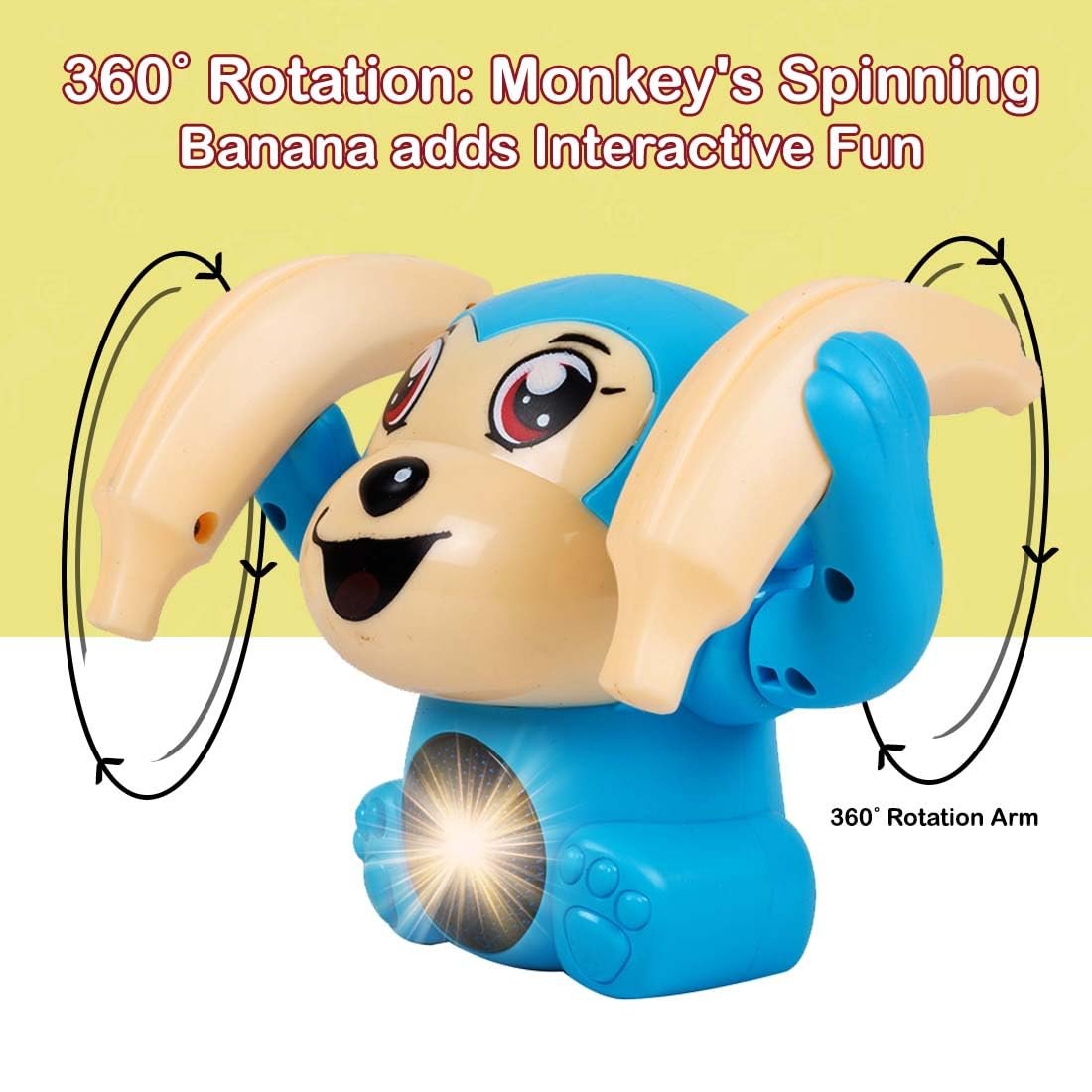 Gooyo GY-2020 Battery Operated Voice Control Monkey Toy with Musical, Dancing, Spinning,Rolling and Sensor Feature for Gifts/Kids/Babies/Boys/Girls|Blue Color, Power Source:3xAAA Battery(Not Included) - Image 5