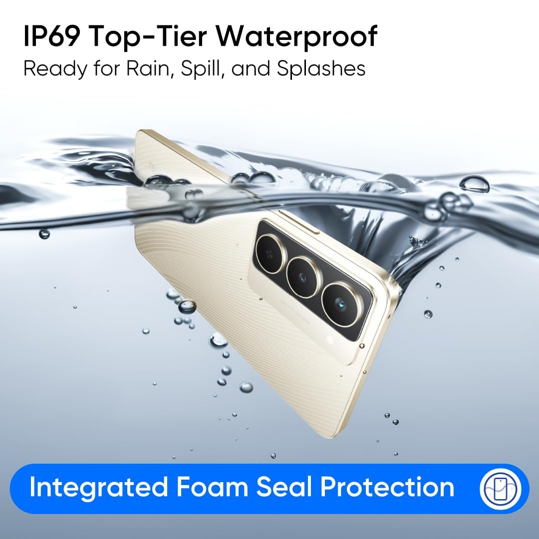 realme NARZO 80x 5G (Sunlit Gold,8GB+128GB) | | Dimensity 6400 5G Chipset | 6000mAh Long-Lasting Battery | 45W Fast Charge | 120Hz Eye Comfort Display | IP69 Top-Tier Waterproof - Image 6