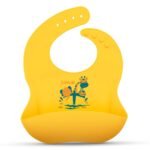 LuvLap Silicone Baby Bib for Feeding & Weaning Babies & Toddlers, Waterproof, Washable & Reusable, Non Messy Easy Cleaning, No Bad Odour, Adjustable Neckline with Buttons (Yellow)