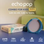 Amazon Echo Pop (Purple) Smart Bluetooth Speaker | Combo for Kids aged 4+ years with Alexa Activity Kit and Shark Sleeve by BonKaso | Interactive learning, stories, rhymes & hands-free fun | Limited Edition | Alexa for Kids