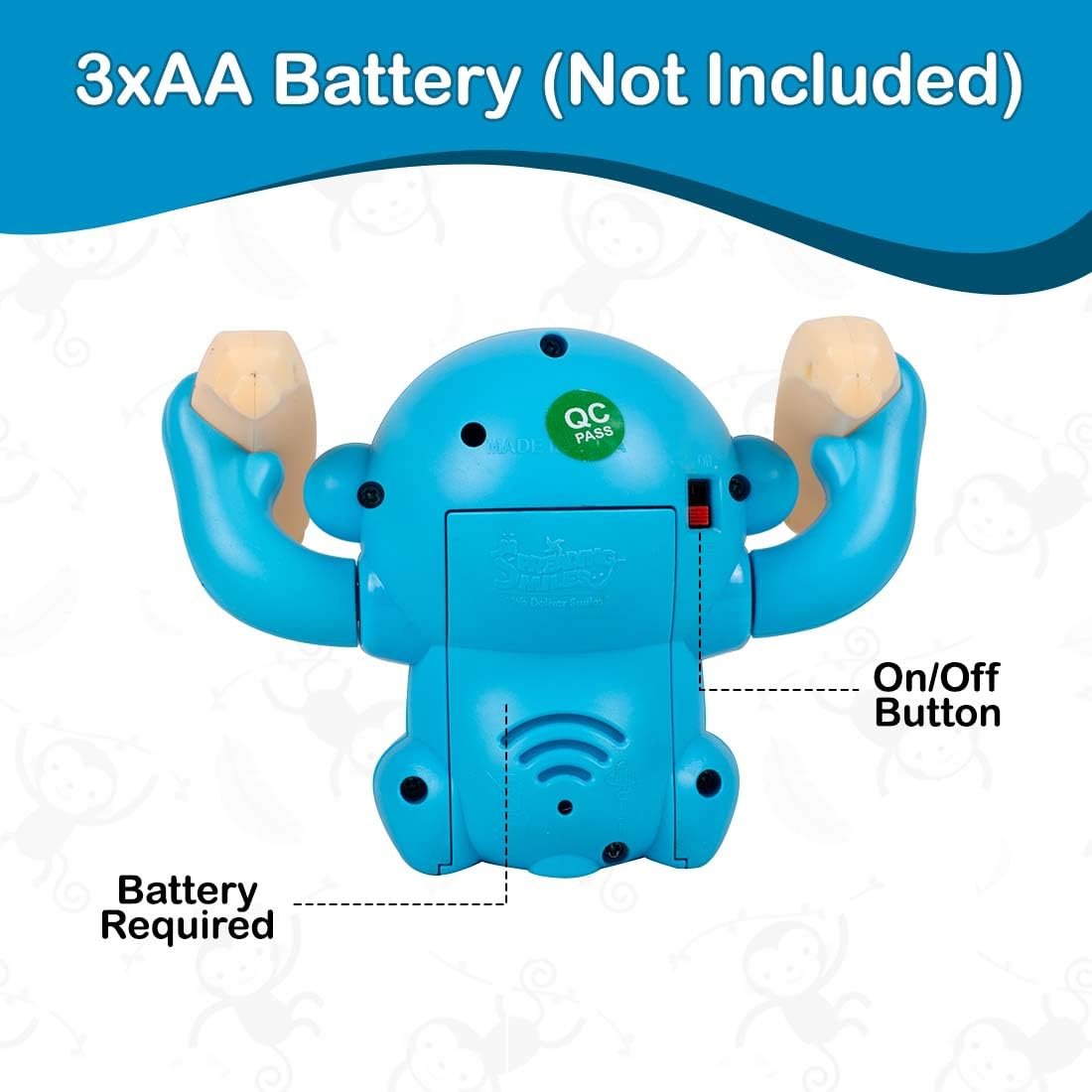 Gooyo GY-2020 Battery Operated Voice Control Monkey Toy with Musical, Dancing, Spinning,Rolling and Sensor Feature for Gifts/Kids/Babies/Boys/Girls|Blue Color, Power Source:3xAAA Battery(Not Included) - Image 3
