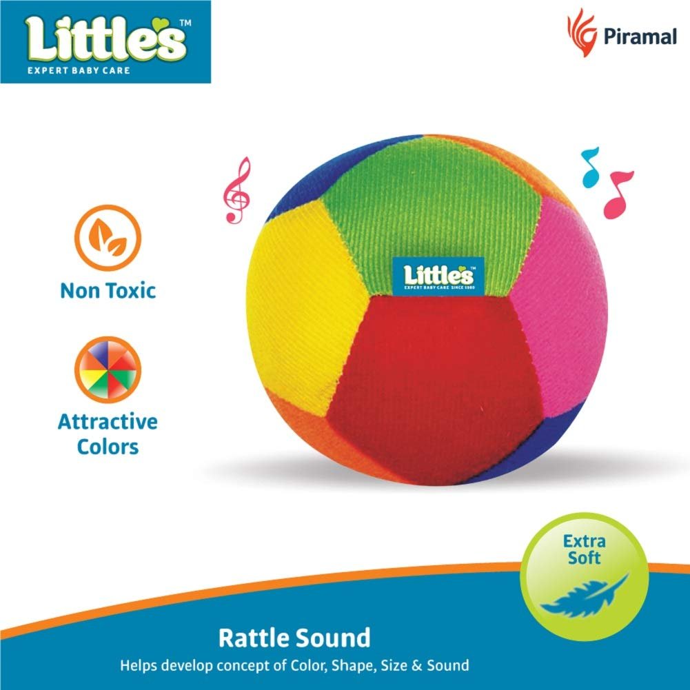 Little's Soft Plush Baby Ball with Rattle Sound (size 11 cm,M), Multi color, Softball - Image 4