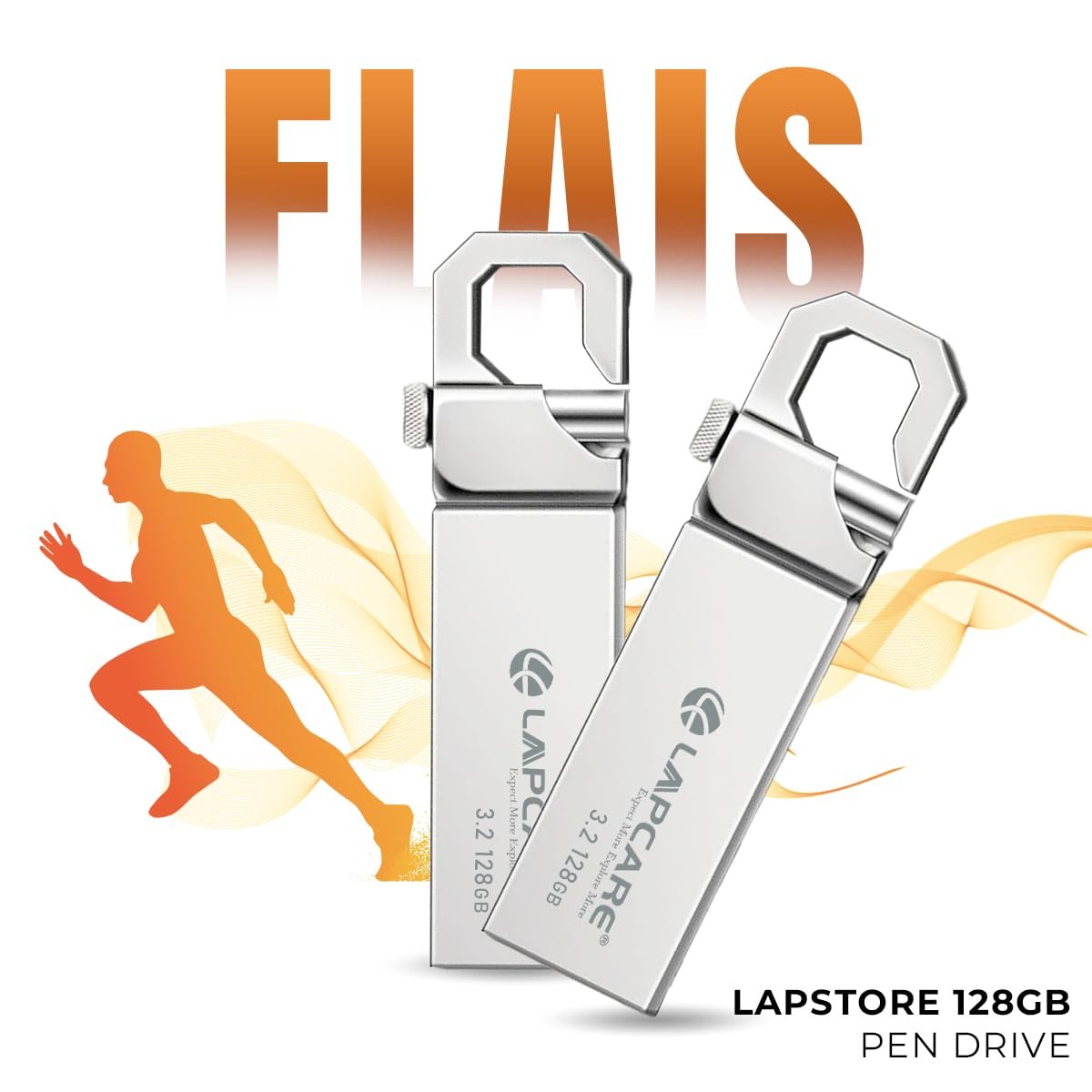 Lapcare Flais 128GB Metal USB 3.2 Flash Drive | Pen Drive | Up to 400Mbps Speed | Reliable Data Storage with 5-Year Warranty| Universal Compatibility - MAC/Win/Linux | OTG Support - Image 2