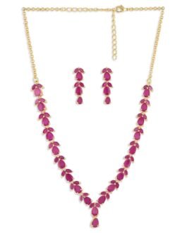 ZAVERI PEARLS Delicate Ruby Necklace Set For Women – ZPFK6110 ZAVERI PEARLS Delicate Ruby Necklace Set For Women – ZPFK6110