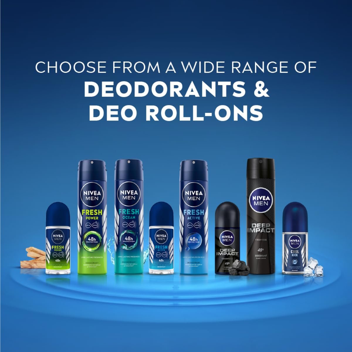 NIVEA MEN Fresh Active Original Deodorant for Men | 48 H Active Odour Protection | Long Lasting Smell Deo | Marine Fresh, Lemon and Sandalwood Fragrance | Dermatologically Approved | 150ml - Image 7