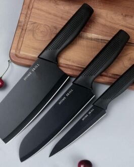 HOME SKILL®Kitchen Knife Set Stainless Steel 3 Pieces Professional Meat Knife Chef Knife with Non-Slip Ergonomic Handle Sharp Manual Sharpening for Home Kitchen High Carbon Knife Set (Black) HOME SKILL®Kitchen Knife Set Stainless Steel 3 Pieces Professional Meat Knife Chef Knife with Non-Slip Ergonomic Handle Sharp Manual Sharpening for Home Kitchen High Carbon Knife Set (Black)