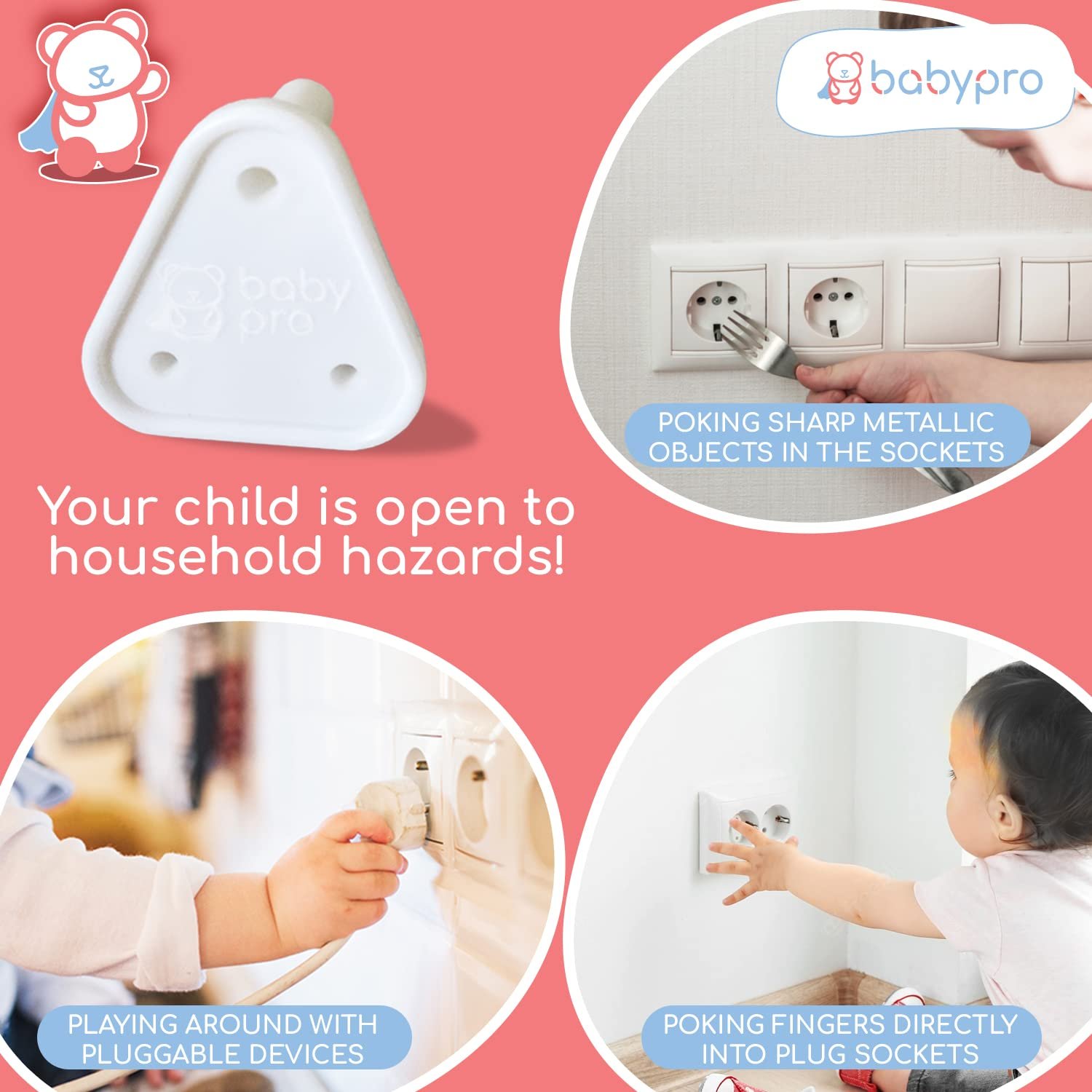 BabyPro BabyProofing Electric Socket Covers (Set of 12) for Baby Safety by Certified Professional Childproofer, Switch Board Covers (White) - Made in India - Image 2