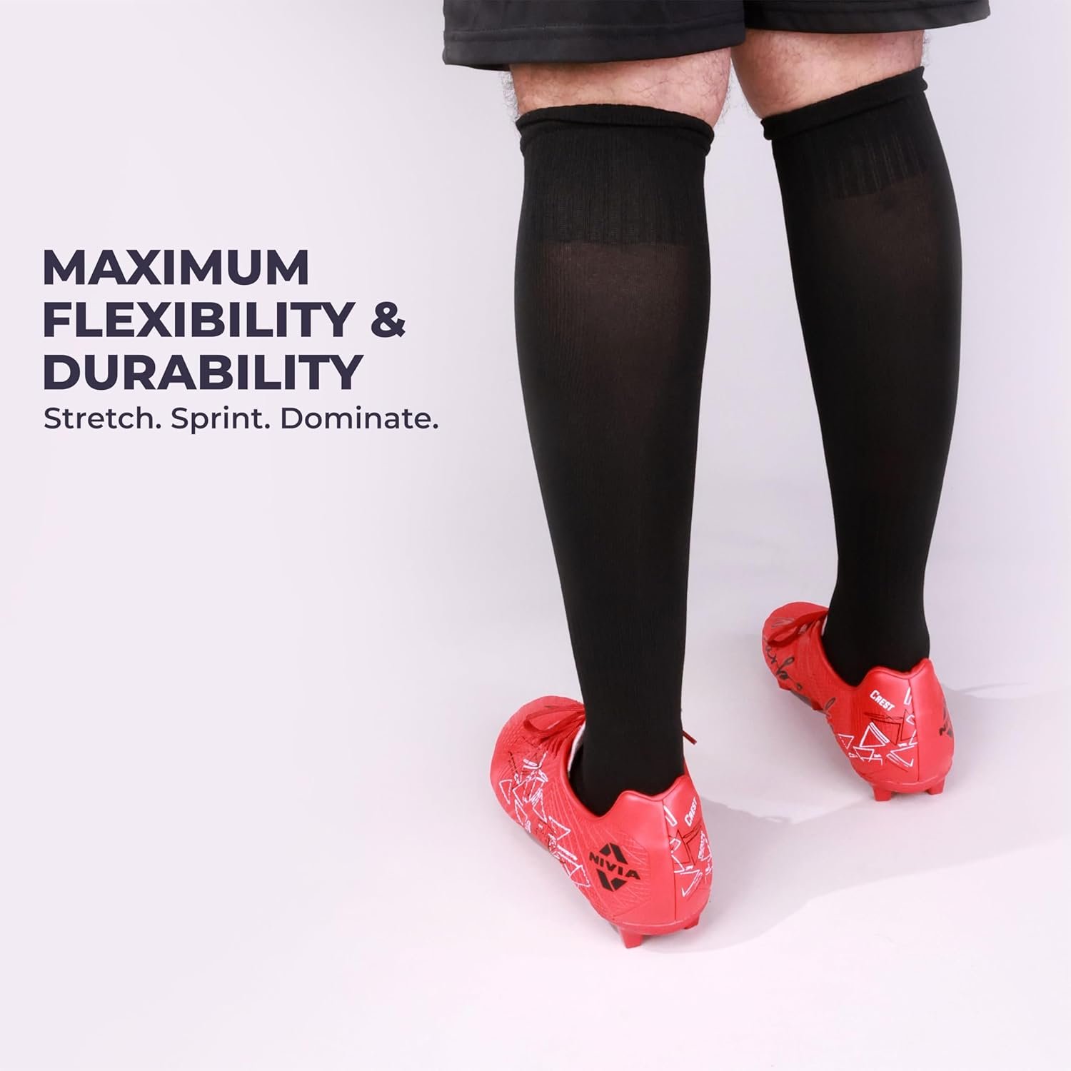 Nivia Plain Encounter Football Stockings, Micro Yarn Stockings, For Men & Women, Knee Length Stockings, Football Socks, Soccer Socks, (Black/White) Size-L - Image 5