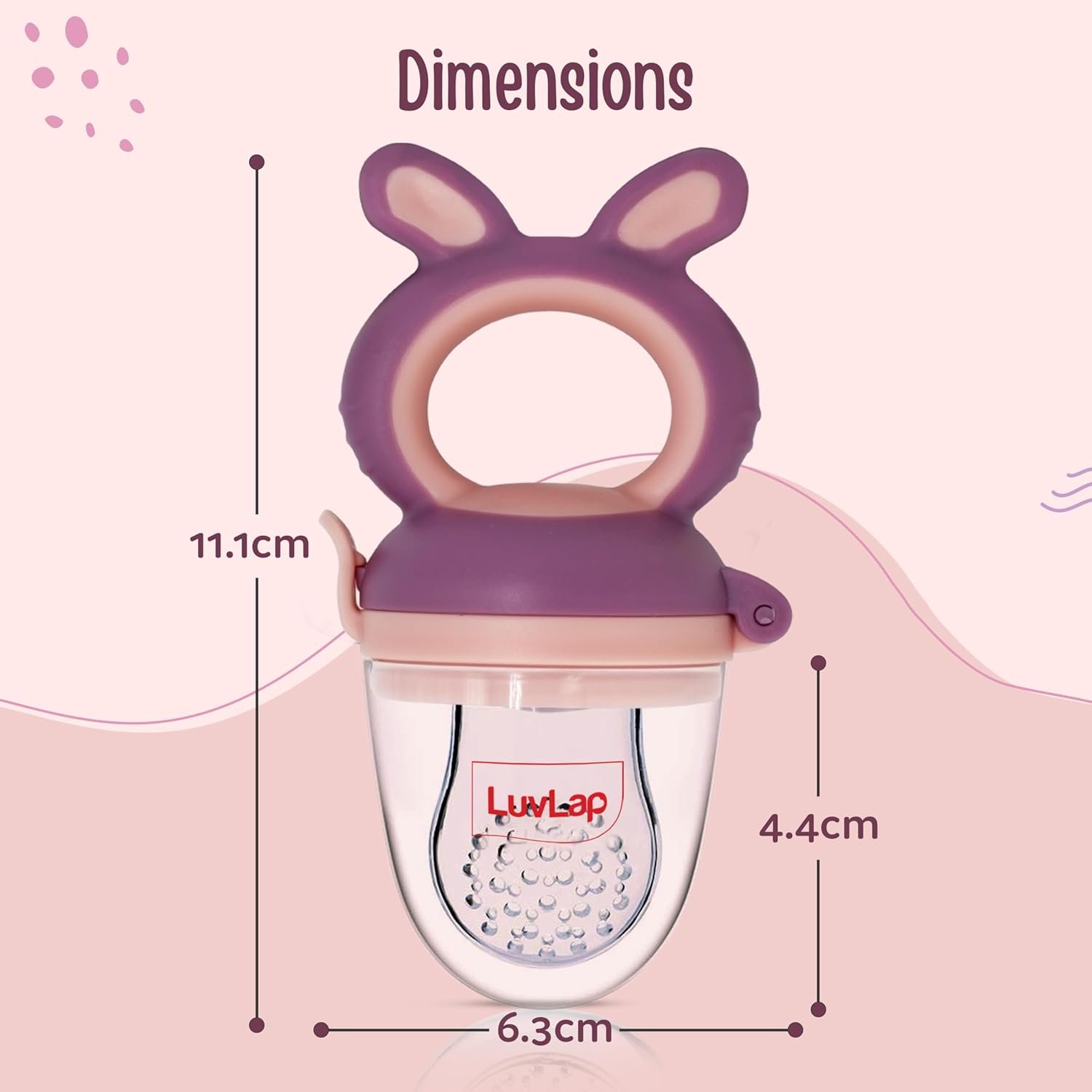 LuvLap Silicone Food/Fruit Nibbler with Extra Mesh, Soft Pacifier/Feeder, Teether for Baby, Infant, Bunny Violet & Pink - Image 6