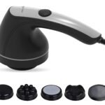 HealthSense Full Body Massager Machine for Pain Relief, Electric Handheld Back Massage Machine with Powerful Copper Motor, Sturdy Grip Handle, 4 Massager Heads, Adjustable Speed Regulator & 1 Year Warranty – Toner-Pro HM 210