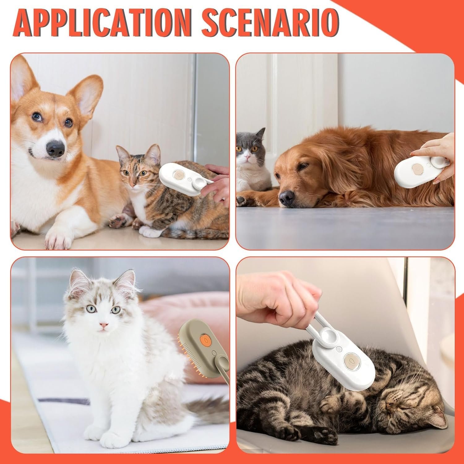 3 In1 Pet Steam Brush - One-Touch Spray Pet Hair Removal Tool 360°Rotating Handle Cat Brush With Steam Silicone Massage Comb Cat Brush For Shedding Multifunctional Dog Hair Brush - Image 3