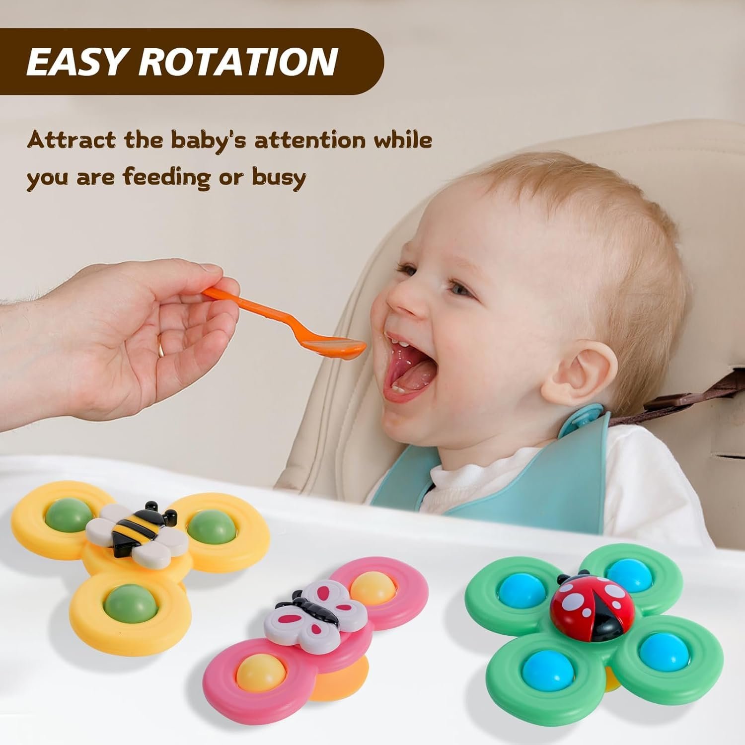 Toy Imagine Insect-Themed Suction Spinner Toys for Babies & Toddlers - Fidget Toys for Kids 0 to 5 Years – Travel-Friendly Baby Toys (Insect-Themed-2) - Image 5
