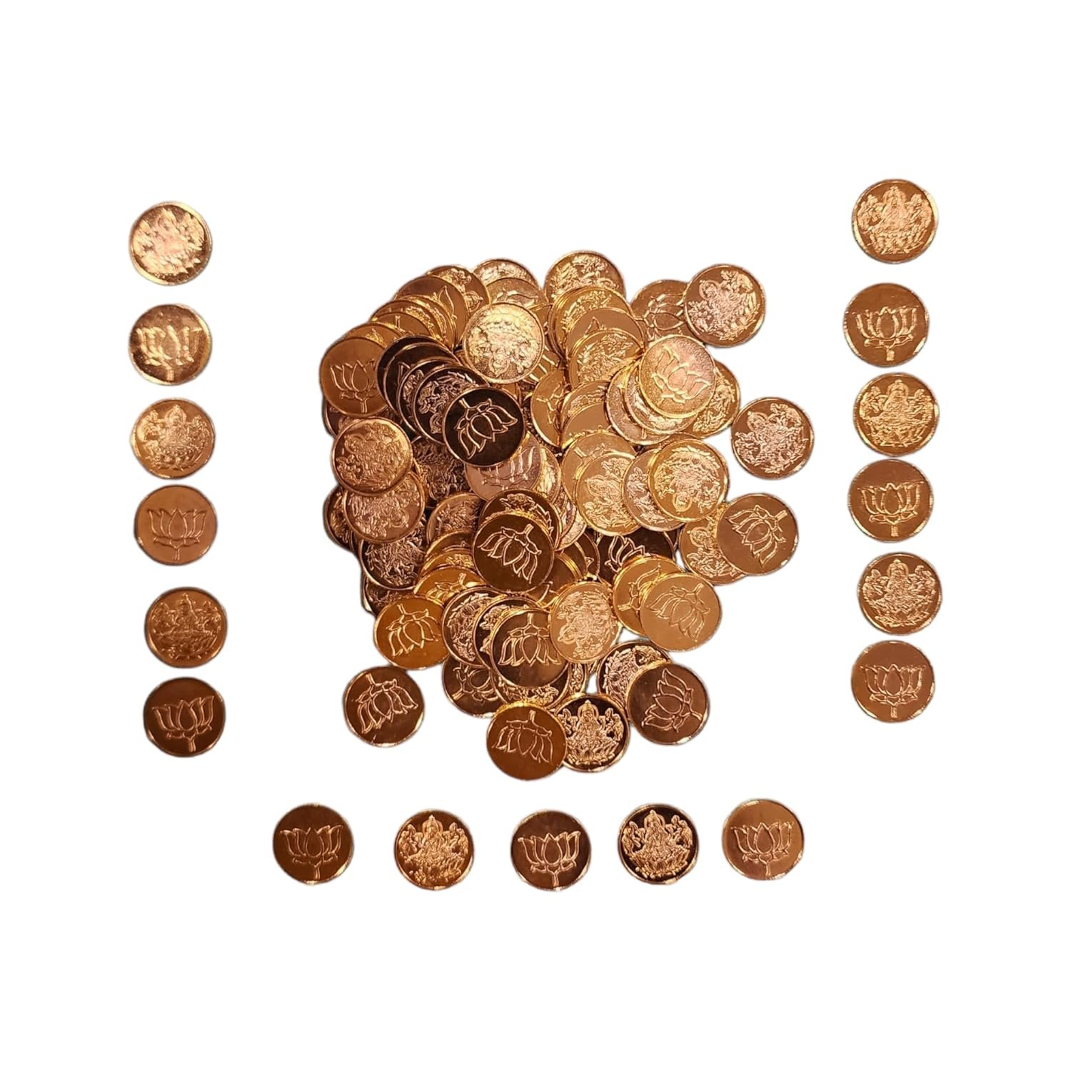 YRK German Silver Lakshmi Gold Dollar 108 | Gold Coins With Lotus 108 Pcs | Dollar