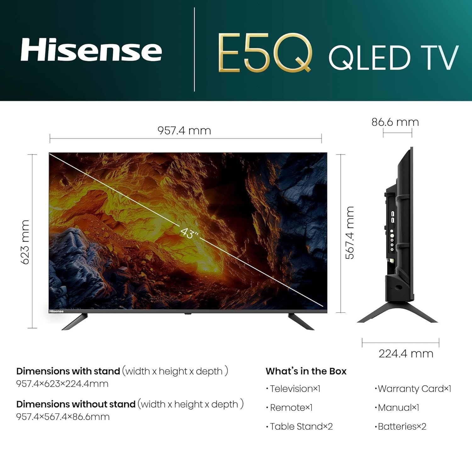 Hisense 108 cm (43 inches) E5Q Series Full HD Smart QLED Google TV 43E5Q (Black) - Image 9