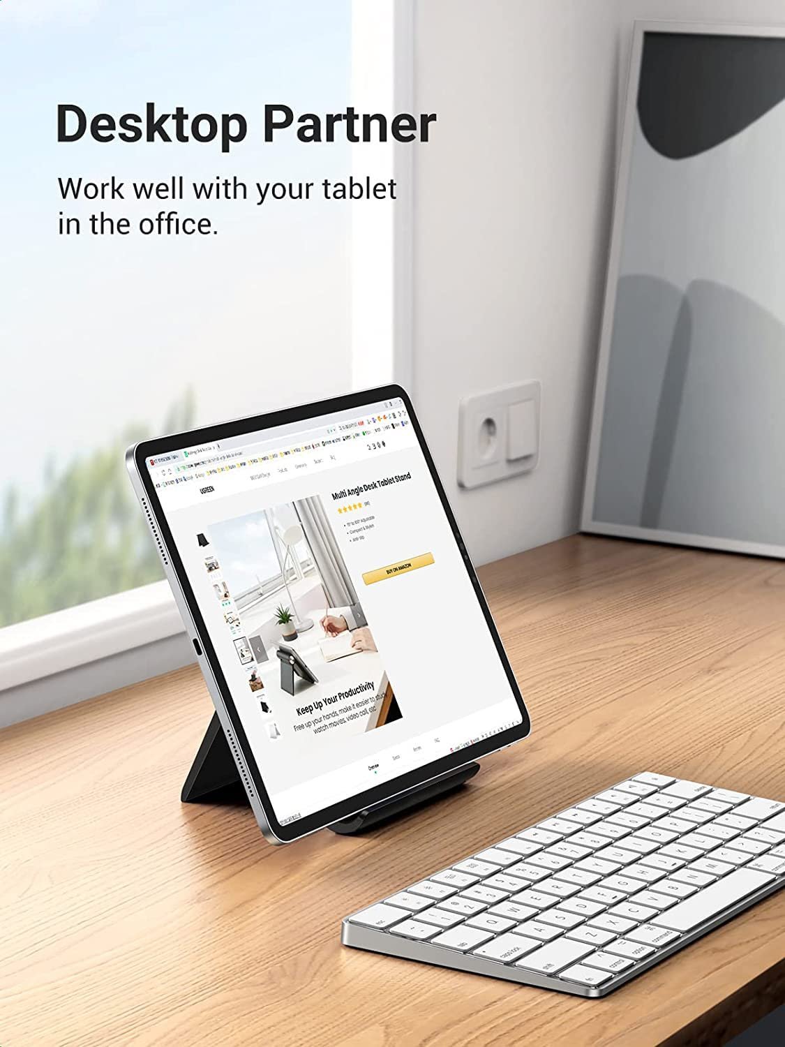 STRIFF Multi Angle Tablet Tabletop Stand. Holder for iPhone, Android, Samsung, OnePlus, Xiaomi. Portable, Foldable Stand. Perfect for Bed,Office, Home, Gift and Desktop (Black) - Image 2