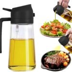 Misamo Enterprise Glass Oil Sprayer and Dispenser Bottle, 500ml Capacity, 2-in-1 Design, Black