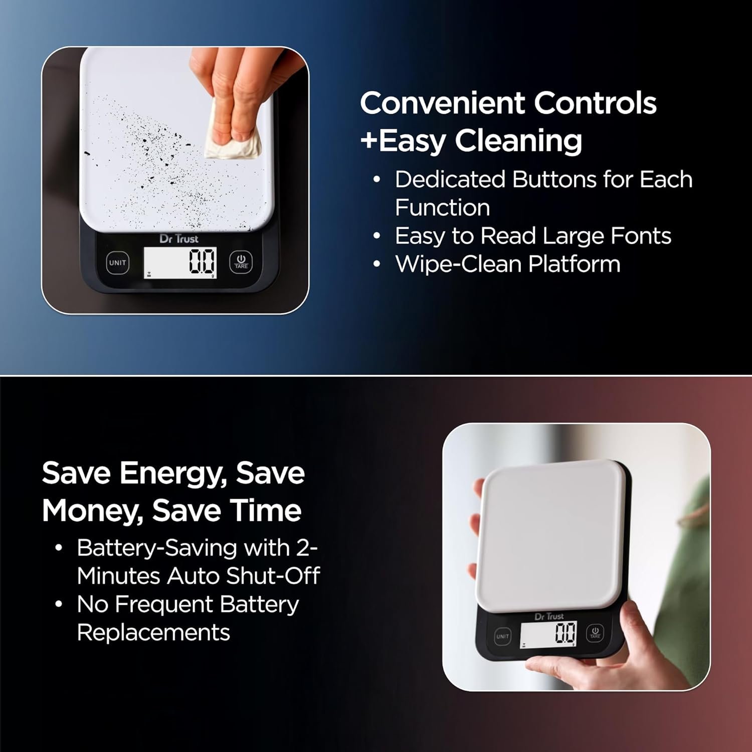 Dr Trust USA 528 Electronic Kitchen Weighing Scale For Portioning Ingredients & Cooking Diet Food At Home & Shop, Baking Weight Machine for Chefs (5 Kg) - Image 4