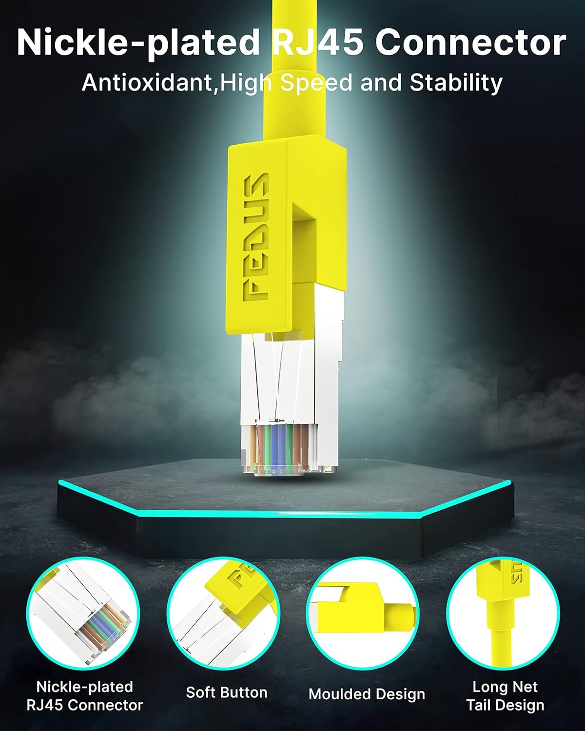 FEDUS Cat6 Ethernet Cable, High-Speed 550Mhz 10 Gigabit Speed Utp Lan Cable For Laptop, Personal Computer, Router, Server, Television Modem (Router Yellow, 32.8 Feet, 10 Meter) - Image 5