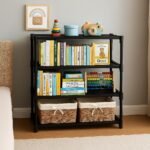 SUBEKYU 4 Tier Book Self Portable Book Shelf, Kids Books Racks for Home Plastic, Bookshelf for Home, Book Shelves, Storage Container, Book Rack for Study Room/Library/Bedroom (Black)