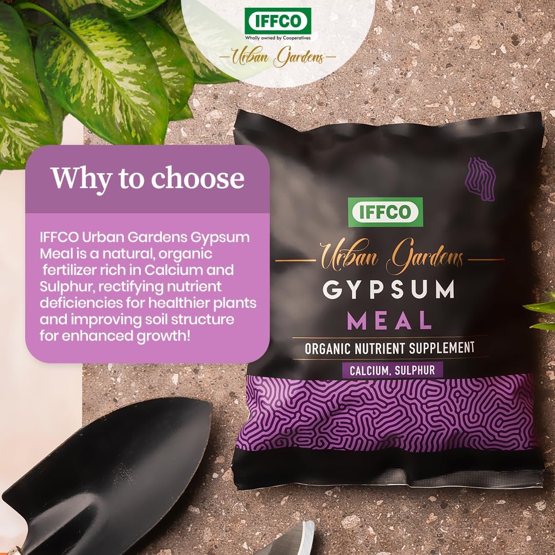 IFFCO Urban Gardens - Gypsum Meal - 900gm - Organic Calcium Sulphate Fertilizer & Soil Conditioner for Lawns, Plants and Home Garden - Plant Nutrient Supplement in Slow Release Powder - Image 3