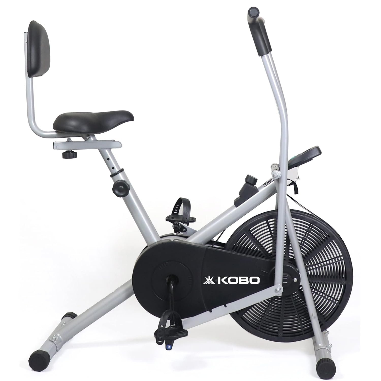 Kobo Air Bike Exercise Cycle For Home 120 Kg User Weight || Exercise Bike For Home Gym 3 In 1 With Back Rest & Twister (Silver) - Image 9