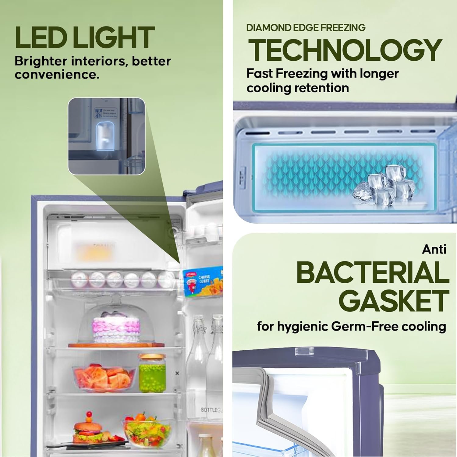 Haier 185 L, 2-Star Direct-Cool Single Door Refrigerator with DEFT Technology & Large Vegetable Box (HED-19TRB-N, Radish Blue) - Image 2