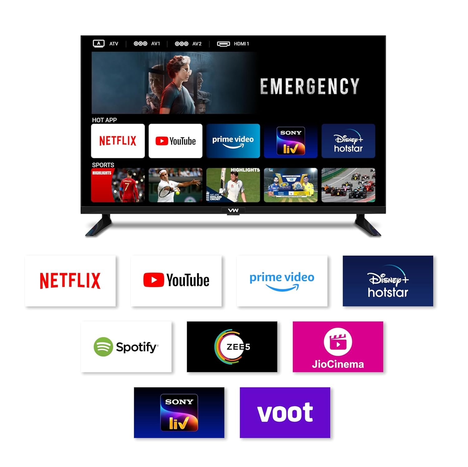 VW 80 cm (32 inches) Frameless Series HD Ready Android Smart LED TV VW32S (Black) - Image 3