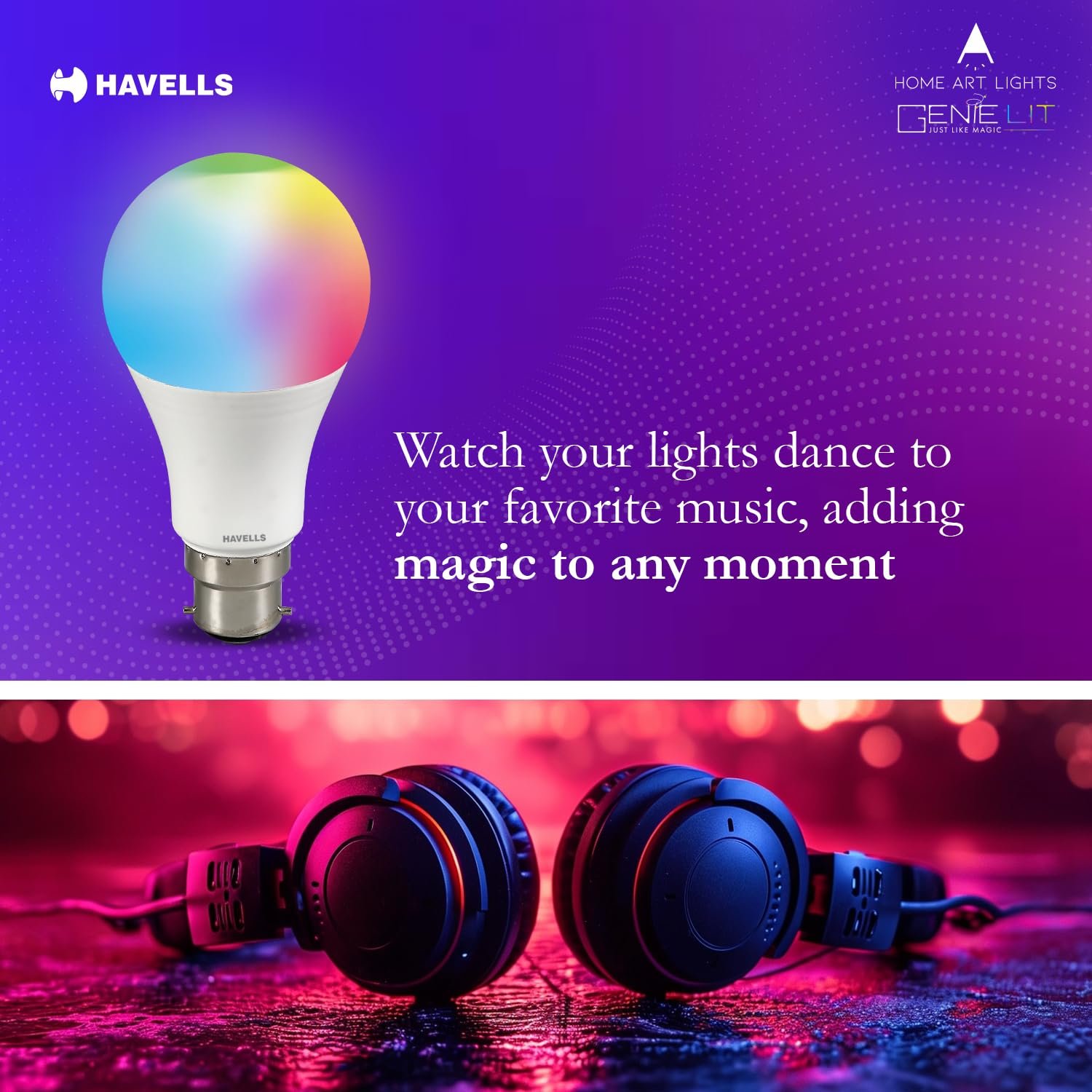 Havells Glamax 9W B22 WiFi LED Smart Bulb with Music Sync Function, Compatible with Amazon Alexa and Google Assistant (16M Colours) - Image 5