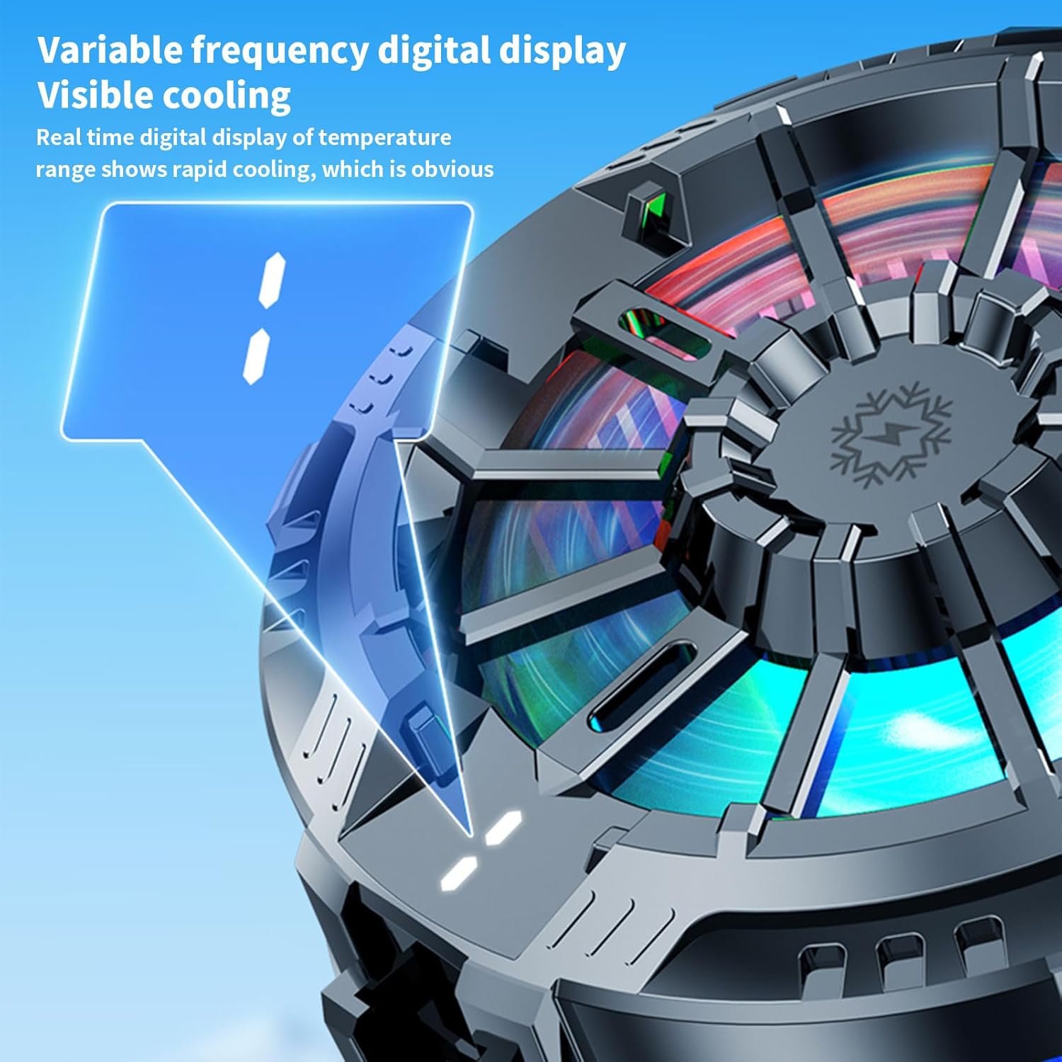 STRIFF Mobile Cooling Pad |Mobile Cooler | Gaming Fan | for Instant Cooling Advanced Refrigeration Chip & LED Temperature Display Compatible for Android and iPhones - (Black) (with Magnet) - Image 2