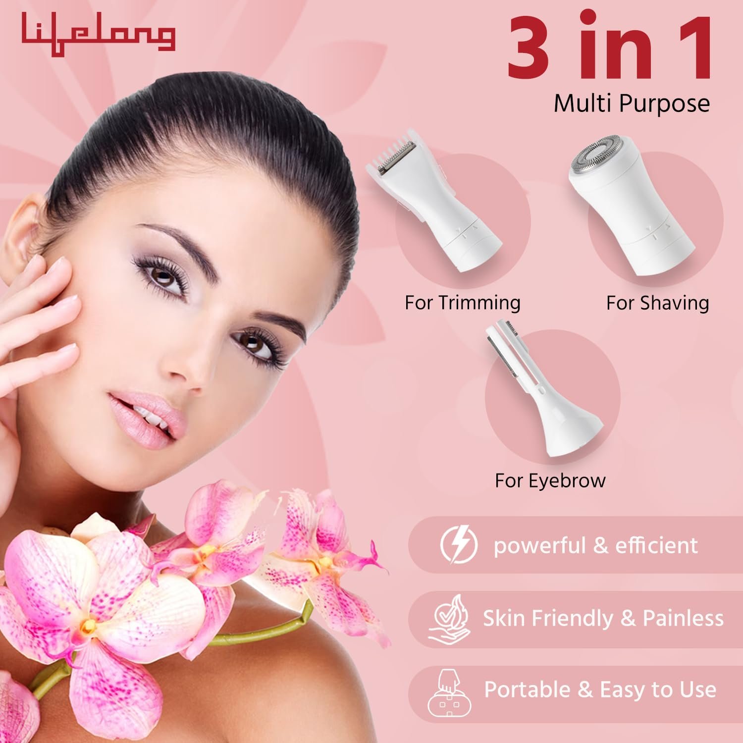 Lifelong LLPCW30 Rechargeable Eyebrow, Underarms And Bikini Trimmer (White) - 1 Hour Runtime (1Year Warranty) - Image 3