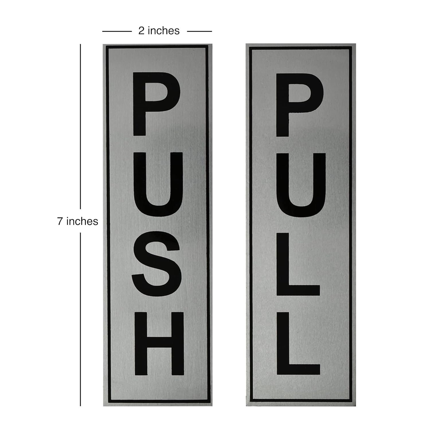 Buzz Cool Silver Metal Push Pull Stickers For Glass And Wood | Self Adhesive Stainless Steel Metal Sticker for Door | Push and Pull Stickers for Hospital Malls Office 1 set (2pcs) - Image 2