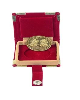 Chandrika Pearls Gems & Jewellers Dhanteras Diwali 24 Carat Gold Plated German Silver Coins laxmi Ganesh sikka with Box for Gift