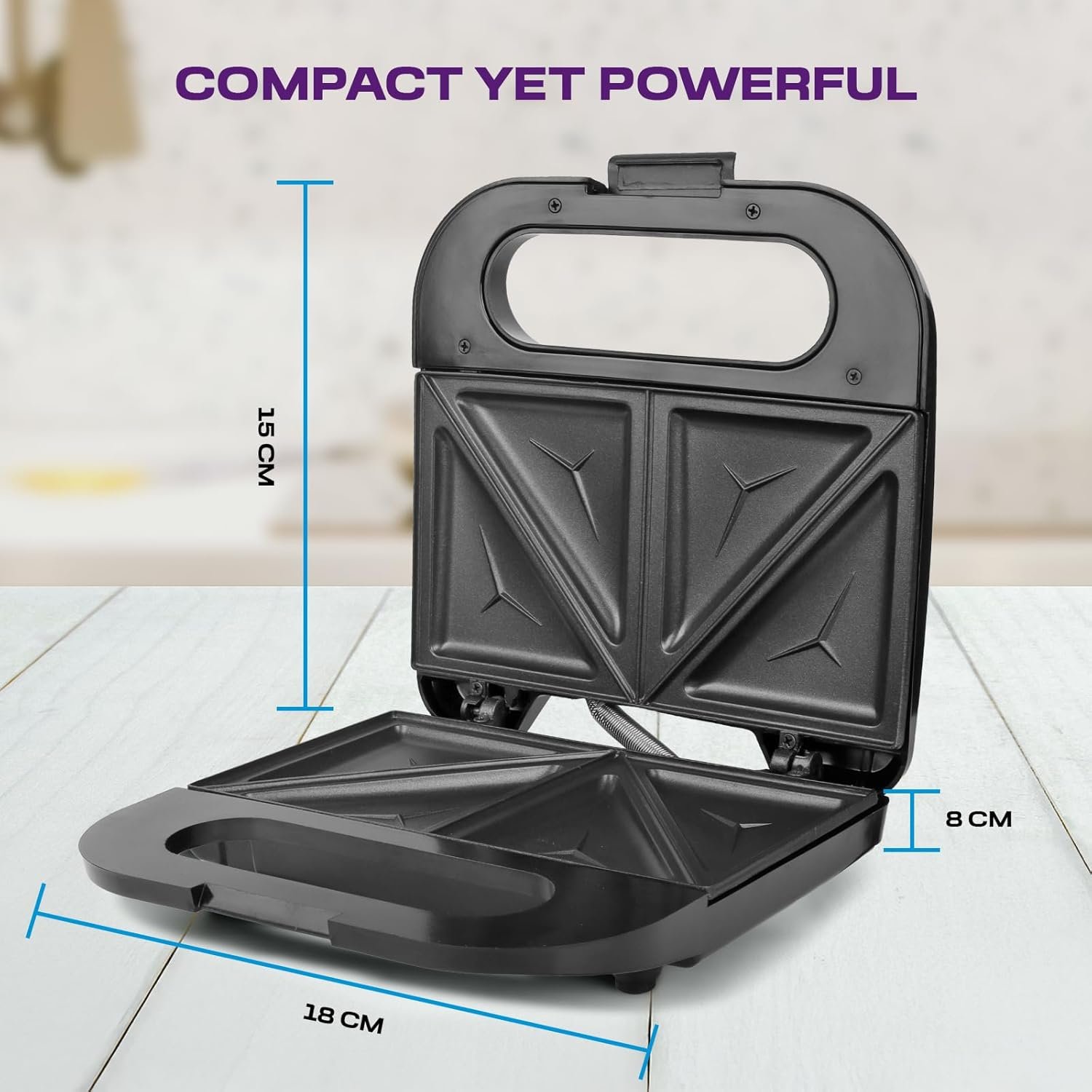 Milton Royal Express 800W Toaster Sandwich Maker | Auto Cut Off | Non-Stick Fixed Grill Plates | Easy Clean | Power Indicators | 1 year Manufacturer Warranty - Black - Image 7