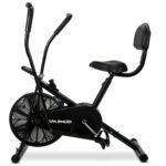 SPARNOD FITNESS SAB-05 Air Bike Exercise Cycle for Home Gym | Dual Action Stationary Bike for Full Body Workout | Adjustable Cushioned Seat with Backrest | Moving Handles & Anti-Skid Pedals | Maximum User Weight – 120 kg