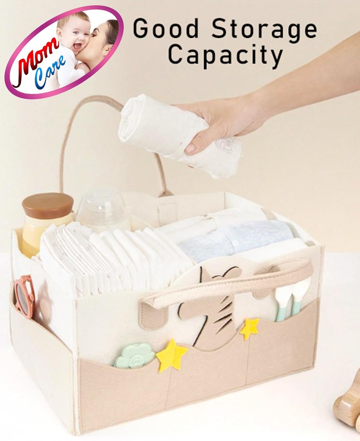 MOM CARE Baby Diaper Storage Organizer Nappies Bag For Mother Stylish Storage Bag For All Newborn Baby Products Nursery Basket -Brown - Image 8