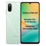 Samsung Galaxy M06 5G (Sage Green, 6GB RAM, 128 GB Storage) | MediaTek Dimensity 6300 | AnTuTu Score 422K+ | 12 5G Bands| 25W Fast Charging | 4 Gen of OS Upgrades | Without Charger
