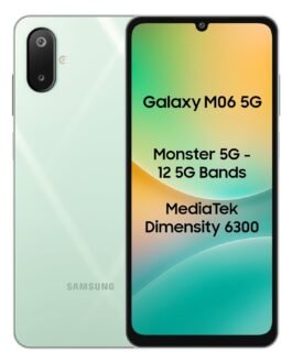 Samsung Galaxy M06 5G (Sage Green, 6GB RAM, 128 GB Storage) | MediaTek Dimensity 6300 | AnTuTu Score 422K+ | 12 5G Bands| 25W Fast Charging | 4 Gen of OS Upgrades | Without Charger Samsung Galaxy M06 5G (Sage Green, 6GB RAM, 128 GB Storage) | MediaTek Dimensity 6300 | AnTuTu Score 422K+ | 12 5G Bands| 25W Fast Charging | 4 Gen of OS Upgrades | Without Charger