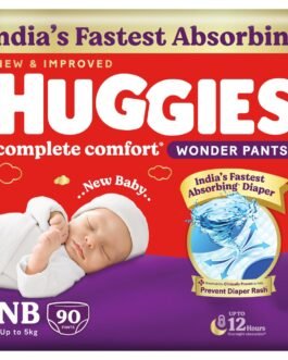 Huggies Complete Comfort Wonder Pants | Pant Style Baby Diapers Newborn Size, 90 Count | India’s Fastest Absorbing Diaper, Prevents Diaper Rash, Ideal for 0-5 Kgs Huggies Complete Comfort Wonder Pants | Pant Style Baby Diapers Newborn Size, 90 Count | India’s Fastest Absorbing Diaper, Prevents Diaper Rash, Ideal for 0-5 Kgs