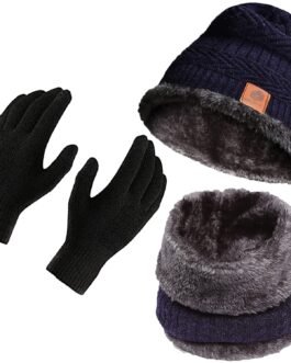 Boldfit Winter Cap for Men–Woolen Beanie, Neck Warmer, Muffler, and Thermal Gloves for Men & Women – Cold Weather Outdoor Wear