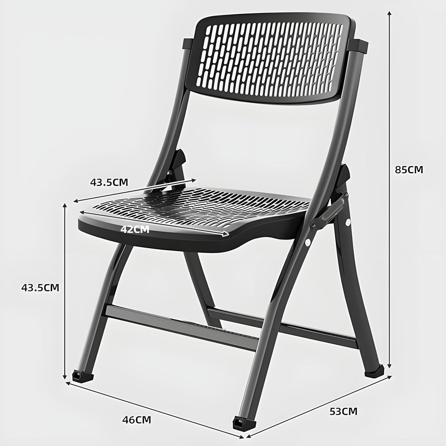 MRC Lazer Folding Chair with Breatheable Nylon Seat for Space-Saving Design for Home, Office, and Dorm Rooms Kitchen,Work,Sturdy,Garden,Balcony,Restaurant Chair (Black) - Image 2