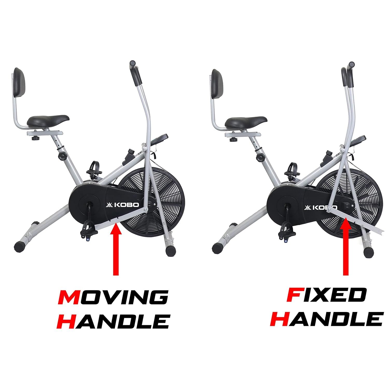 Kobo Air Bike Exercise Cycle For Home 120 Kg User Weight || Exercise Bike For Home Gym 3 In 1 With Back Rest & Twister (Silver) - Image 7