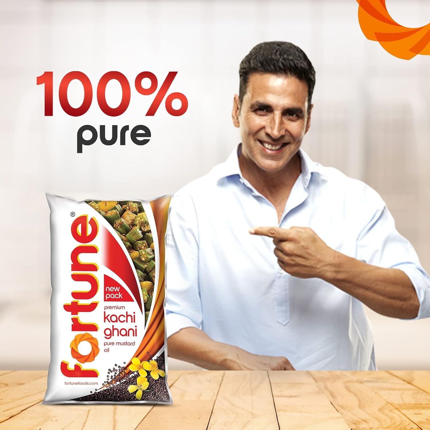 Fortune Premium Kachi Ghani Pure Mustard Oil, 1 ltr pouch - Image 3