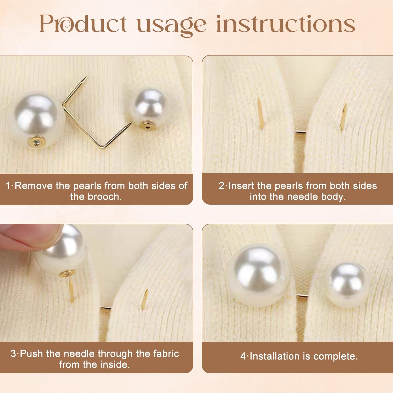 TecoKart® 8pcs Artificial Pearl Brooch Saree Pin for Pleats Anti-Exposure Neckline Safety Pins HiJab Pin for Women Girls Clothing Size Alteration Clothing Accessories for Women - Image 4