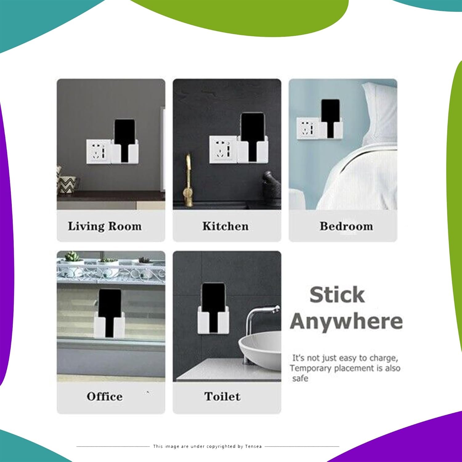 Tensea ABS Mobile Phone Charging Stand,Multi-Functional Storage Holder,Bedside Fixed Rack,Bedroom,Office Accessories,Acrylonitrile Butadiene Styrene,White 01,Portable Electronic Devices,9.9x3x8.6 cm - Image 6