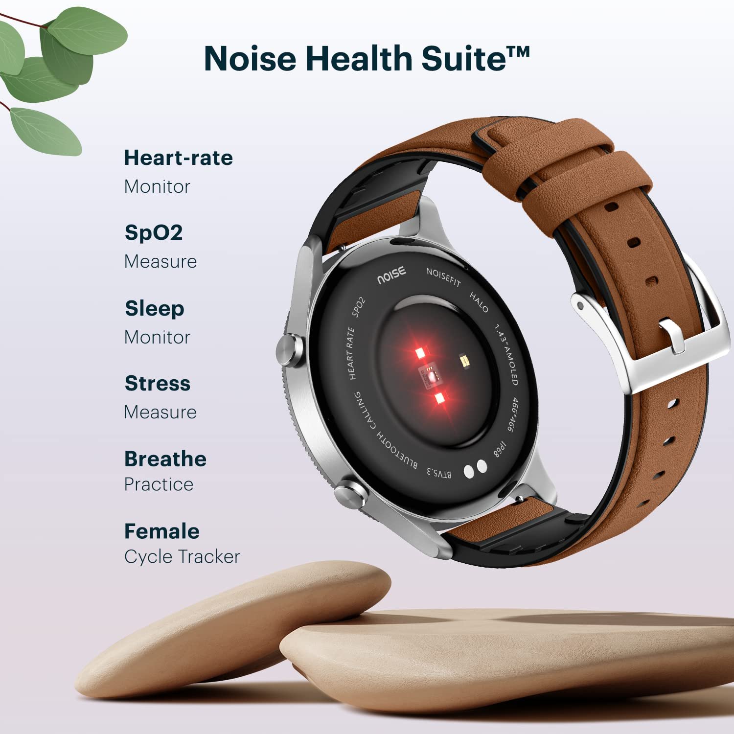 NoiseFit Halo 1.43" AMOLED Display, Bluetooth Calling Round Dial Smart Watch, Premium Metallic Build, Always on Display, Smart Gesture Control, 100 Sports Modes (Vintage Brown) - Image 5
