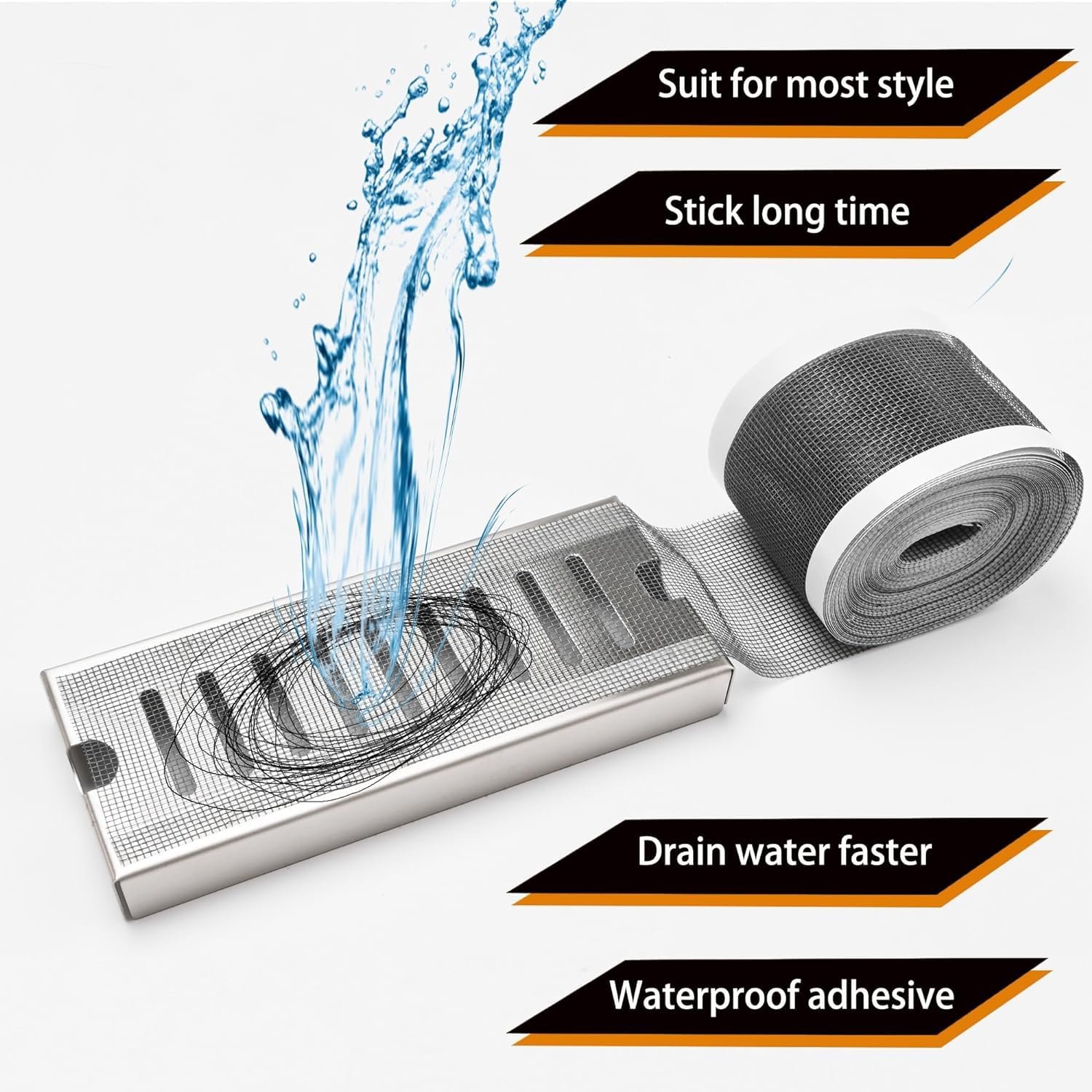 Rushwak Self Adhesive Mesh Roll for Bathroom Drain Kitchen Sink Strainer Disposable Hair Catcher Shower Drain Mesh Stickers Cuttable PVC Mesh Shower Drain Cover Hair Catcher for Any Length (12cm x 4m) - Image 5