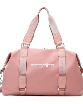 Storite Nylon 47 Cm Travel Duffle Bag, Sports Shoulder Bag for Women with Wet Pocket Weekender Overnight Luggage Bag – (Pink, 47 x 16 x 30 Cm)