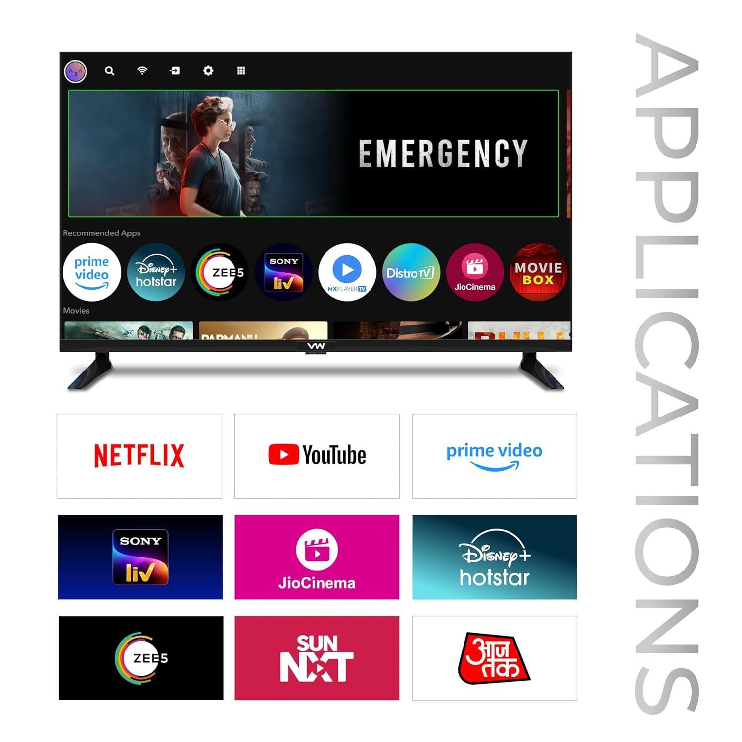 VW 80 cm (32 inches) Playwall Frameless Series HD Ready Android Smart LED TV VW32F5 - Image 3