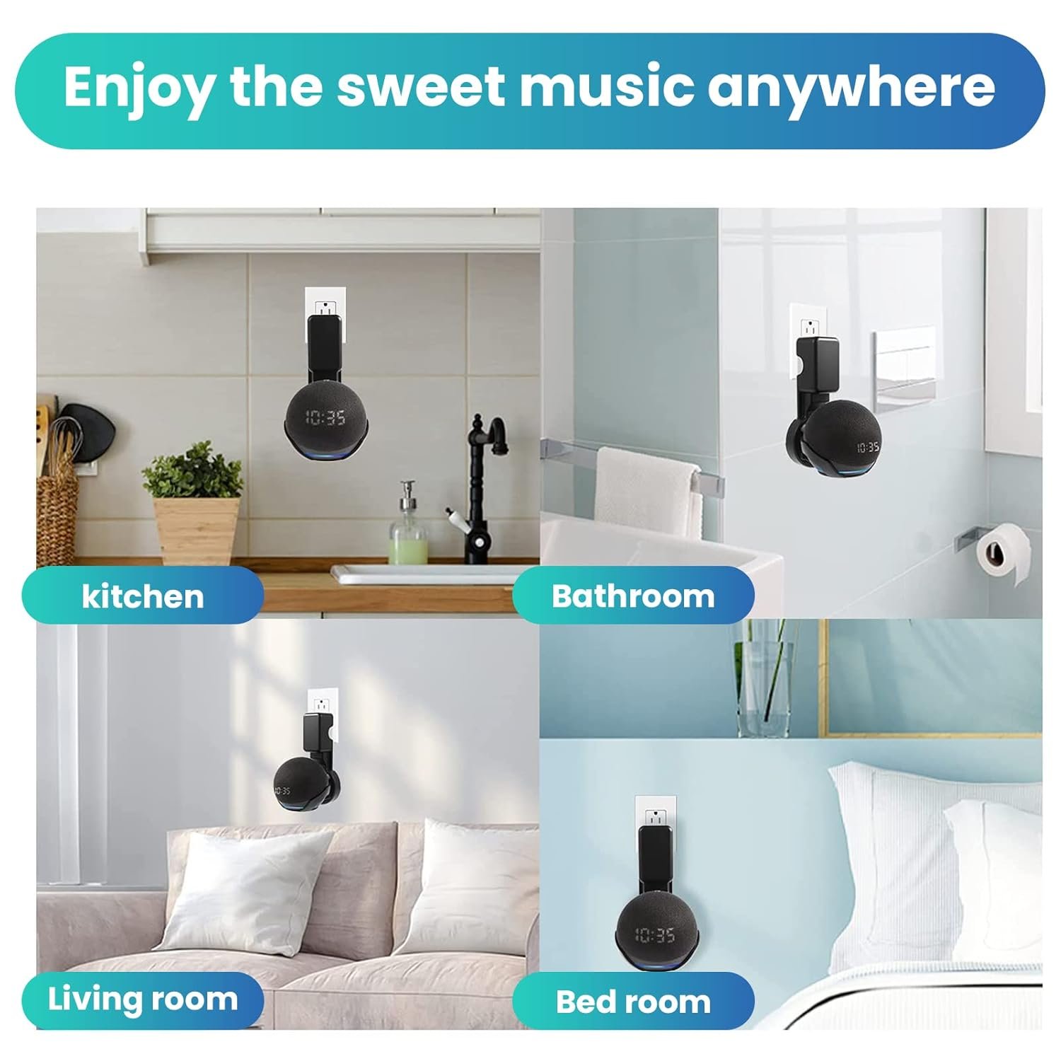 Verilux® Wall Mount Holder for Echo Dot 4th/5th Generation, Wall Holder for Alexa Echo Dot 4th/5th Gen A Space-Saving Solution with Cord Management for Your Smart Home Speakers, Black (Holder Only) - Image 7